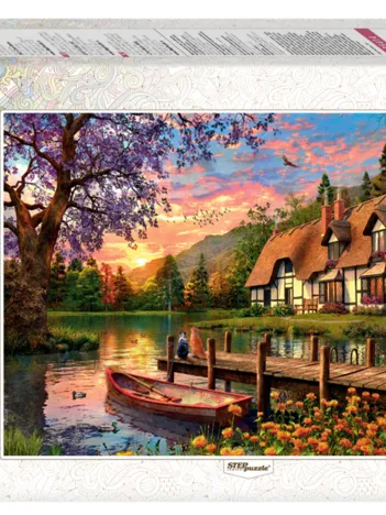 Produit Coucher de Soleil dans la Forêt près du Lac Image