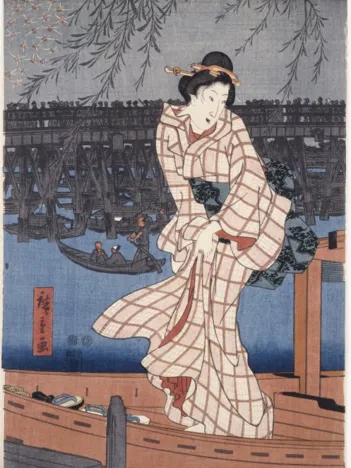 Produit Utagawa Hiroshige : Evening on the Sumida River, 1847-1848 Image