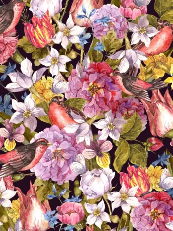 Produit Vintage Flowers and Birds Image