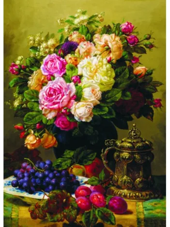 Produit Jean-Baptiste Robie : Still Life with Roses, Grapes and Plums Image