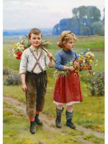 Produit Cesar Pattein: Enfants sur une Route de Campagne Image