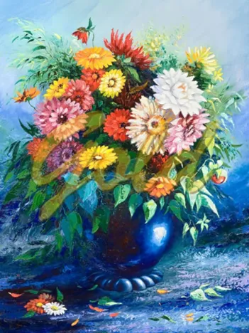 Produit Flowers in Blue Vase Image