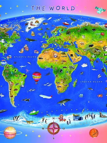 Produit Carte du Monde pour Enfants (en anglais) Image