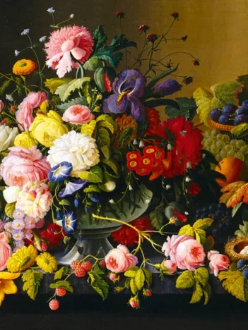 Produit Severin Roesen - Still Life, Flowers and Fruit, 1855 Image