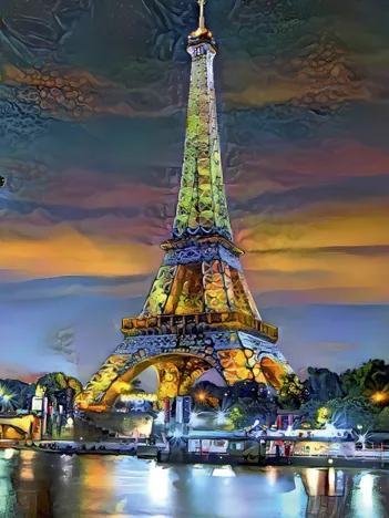 Produit Eiffel Tower at Sunset, Paris, France Image