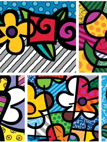Produit Romero Britto - Collage: Hearts and Flowers Image