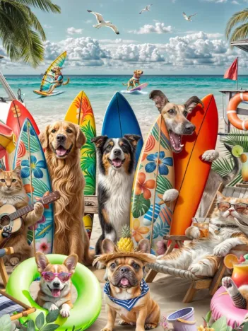 Produit Chiens et Chats à la Plage Image