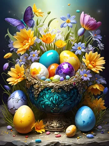 Produit Oeufs de Pâques et Fleurs Image