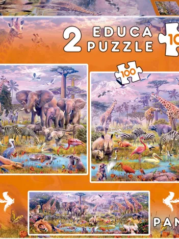Produit 2 Puzzles - Panoramic Animaux Sauvages Image