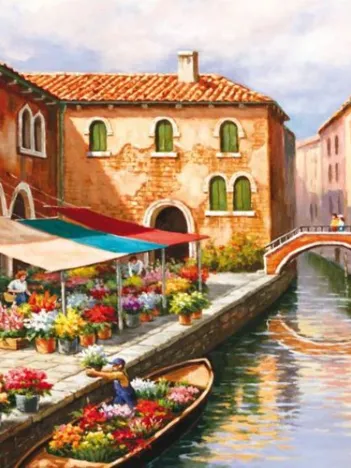 Produit Sung Kim - Flower Market on the Canal Image