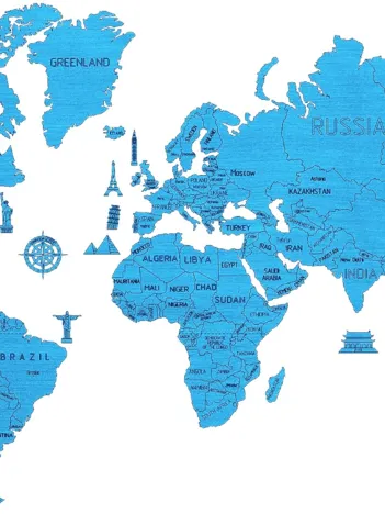 Produit Puzzle en Bois - Carte du Monde XL (Cyan) Image