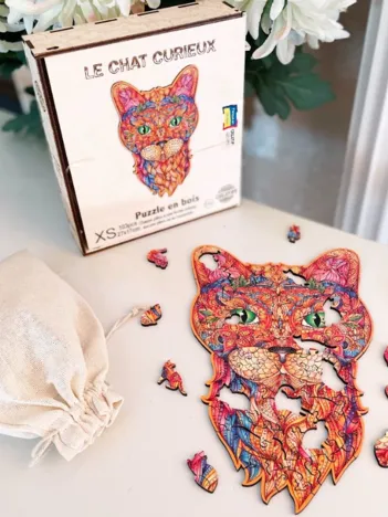 Produit Puzzle en Bois - Chat Curieux Image