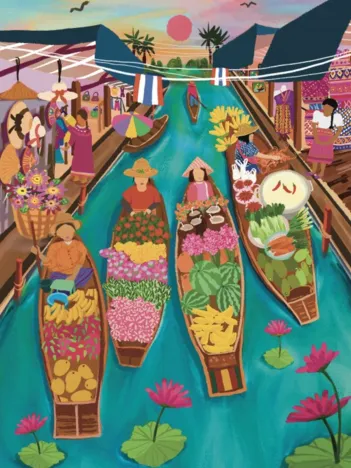 Produit Marché Flottant en Thaïlande Image