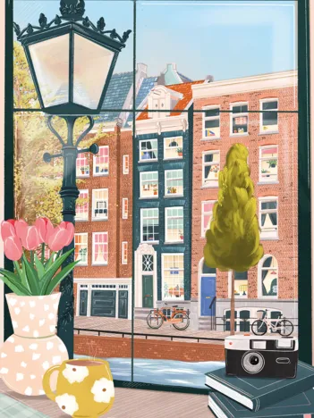 Produit Amsterdam vue d'un Café Image