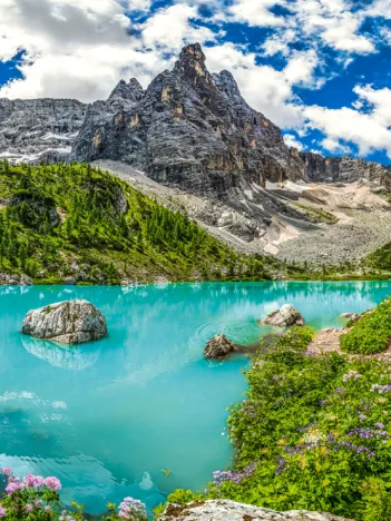 Produit Lac Sorapis, Dolomites, Italie Image