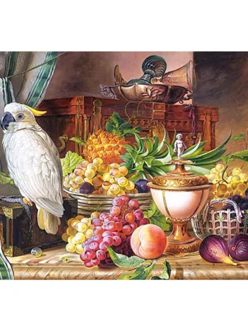 Produit Josef Schuster : Nature Morte Fruits et Perroquet Image