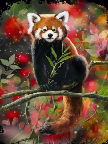 Produit Panda Roux Assis sur une Branche Image