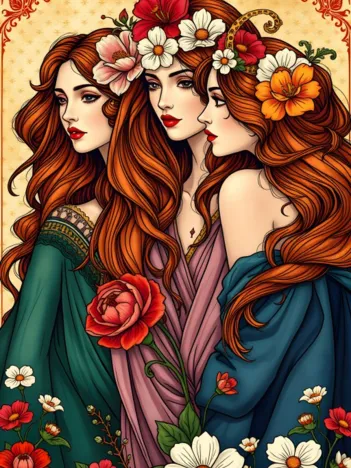 Produit Les Trois Muses aux Fleurs Image