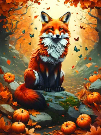 Produit Fox and Butterflies Image