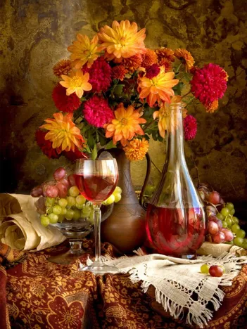 Produit Dahlias and Wine Image