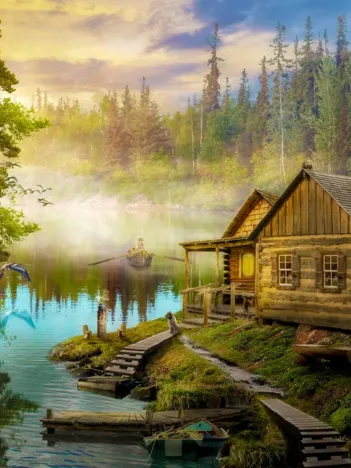Produit A Log Cabin on the River Image