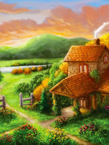 Produit Cottage at Dusk Image