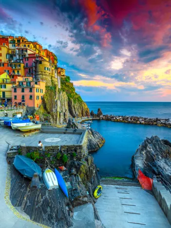 Produit Port de Manarola au Coucher du Soleil, Cinque Terre, Italie Image