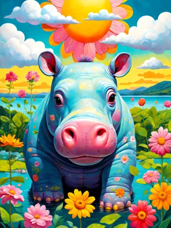 Produit Hippopotame Ensoleillé Image