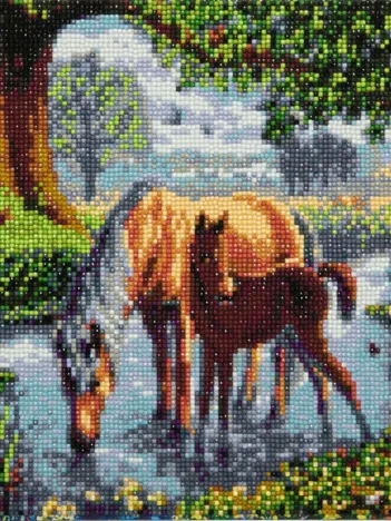 Produit Crystal Art - Kit Broderie Diamant - Chevaux Image