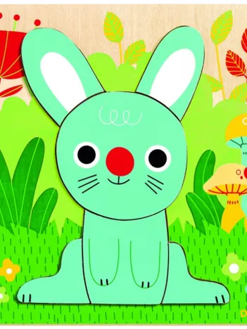 Produit Puzzle en Bois. Lapin bleu Image