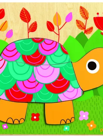 Produit Puzzle en Bois. Tortue colorée Image