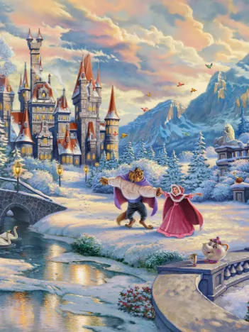 Produit Thomas Kinkade Disney - Beauty and the Beast, Magical Winter Evening Image