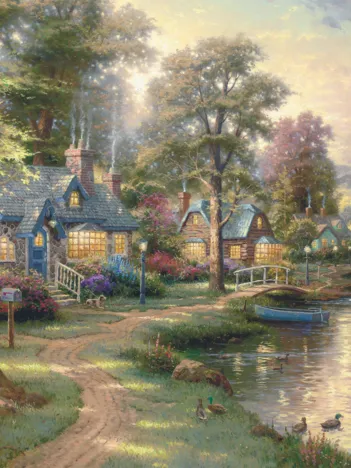 Produit Puzzle en bois - Le Village au Bord du Lac Image