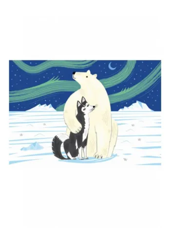 Produit Puzzle en Bois Découpé à la Main - Lake : L'Ours Et Le Husky Image