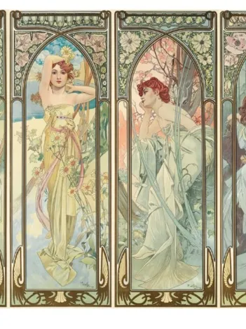 Produit Puzzle en Bois Découpé à la Main - Alfons Mucha - Les Heures Du Jour Image