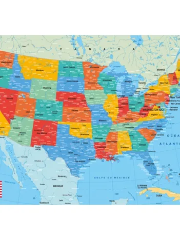 Produit Puzzle en Bois Découpé à la Main - Carte Des Etats-Unis Image
