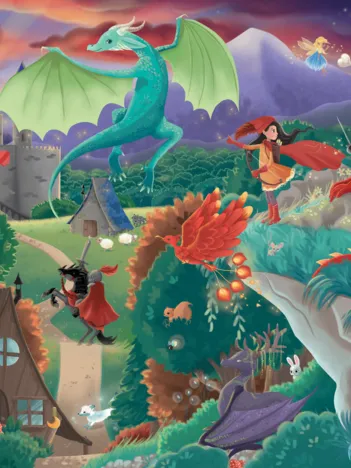 Produit Puzzle en Bois Découpé à la Main - Dragons Image