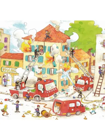 Produit Puzzle en Bois Découpé à la Main - Cacouault : Les Pompiers Image