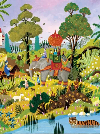 Produit Puzzle en Bois Découpé à la Main - Alain Thomas - Paysage Oriental Au Tigre Image