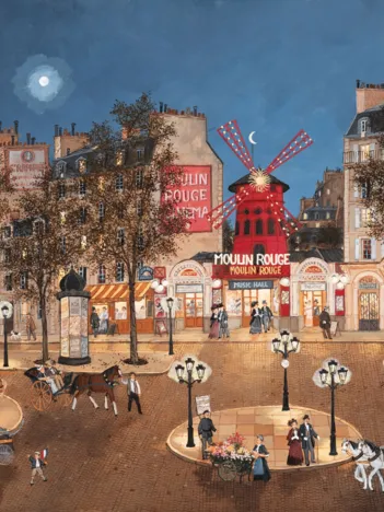 Produit Puzzle en Bois Découpé à la Main - Le Moulin Rouge Et La Place Blanche Image