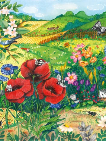 Produit Puzzle en Bois Découpé à la Main - Prairie En Fleurs Image