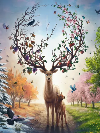 Produit Le Cerf Magique et les Quatre Saisons Image