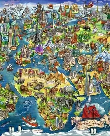 Produit Carte Du Monde Avec Points D'Intérêt Image