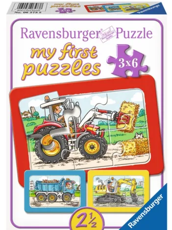 Produit 3 Puzzles - My First Puzzle - Tracteur, Pelleteuse, Camion Benne Image