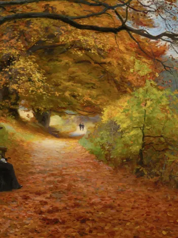 Produit Hans Andersen Brendekilde: A Wooded Path in Autumn Image