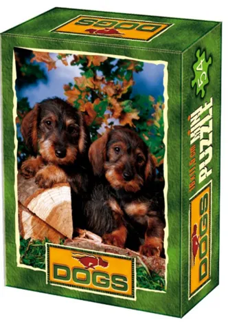 Produit Mini Puzzle - Animaux domestiques - Deux chiots coupent du bois Image