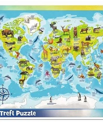 Produit Puzzle Cadre - Carte du Monde Des animaux Image