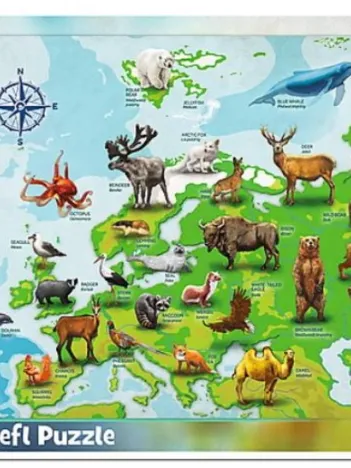 Produit Puzzle Cadre - Carte d'Europe Des animaux Image