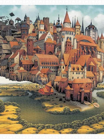 Produit Puzzle en Plastique - Jacek Yerka - City is Landing Image