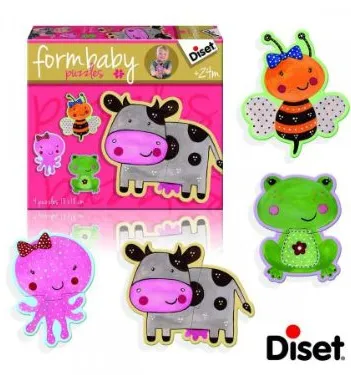 Produit 4 Puzzles Baby Form : Vache, Grenouille, Abeille et Pieuvre Image